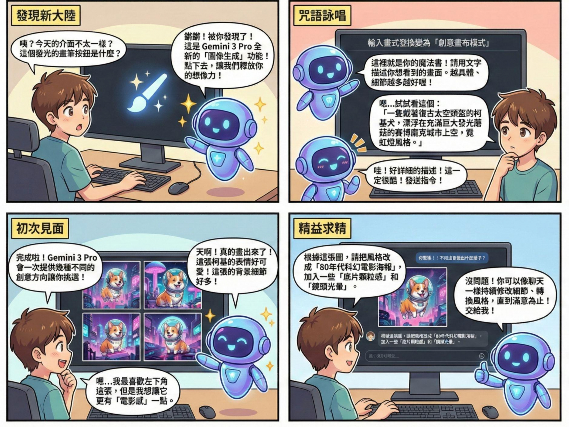 Gemini 3 Pro免費30秒生成「繁中」漫畫：一句話免長咒語！Gemini 3怎麼用、範例教學必看